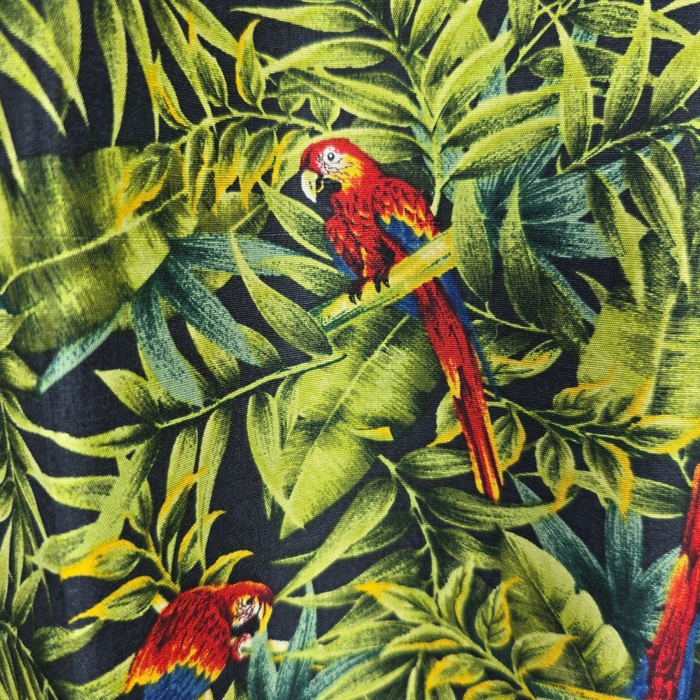Herve‎ Benard Collection Silk Capri Pants Woman 12 Green Tropical Parrot Print - Picture 7 of 11